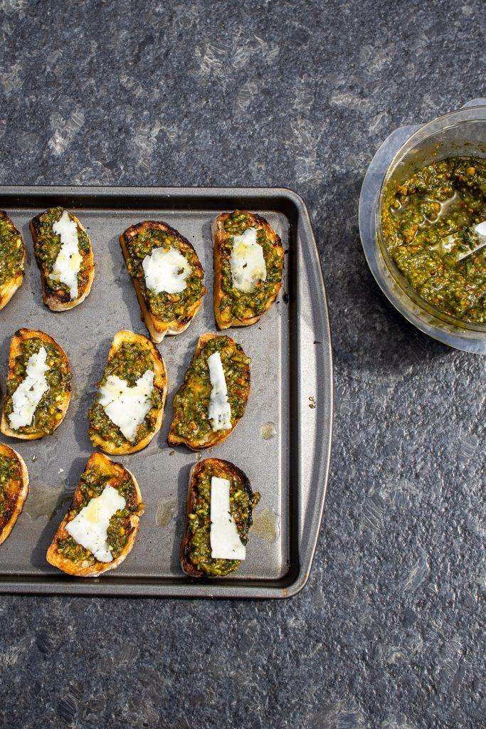 Crostini with Sicilian Pistachio Pesto